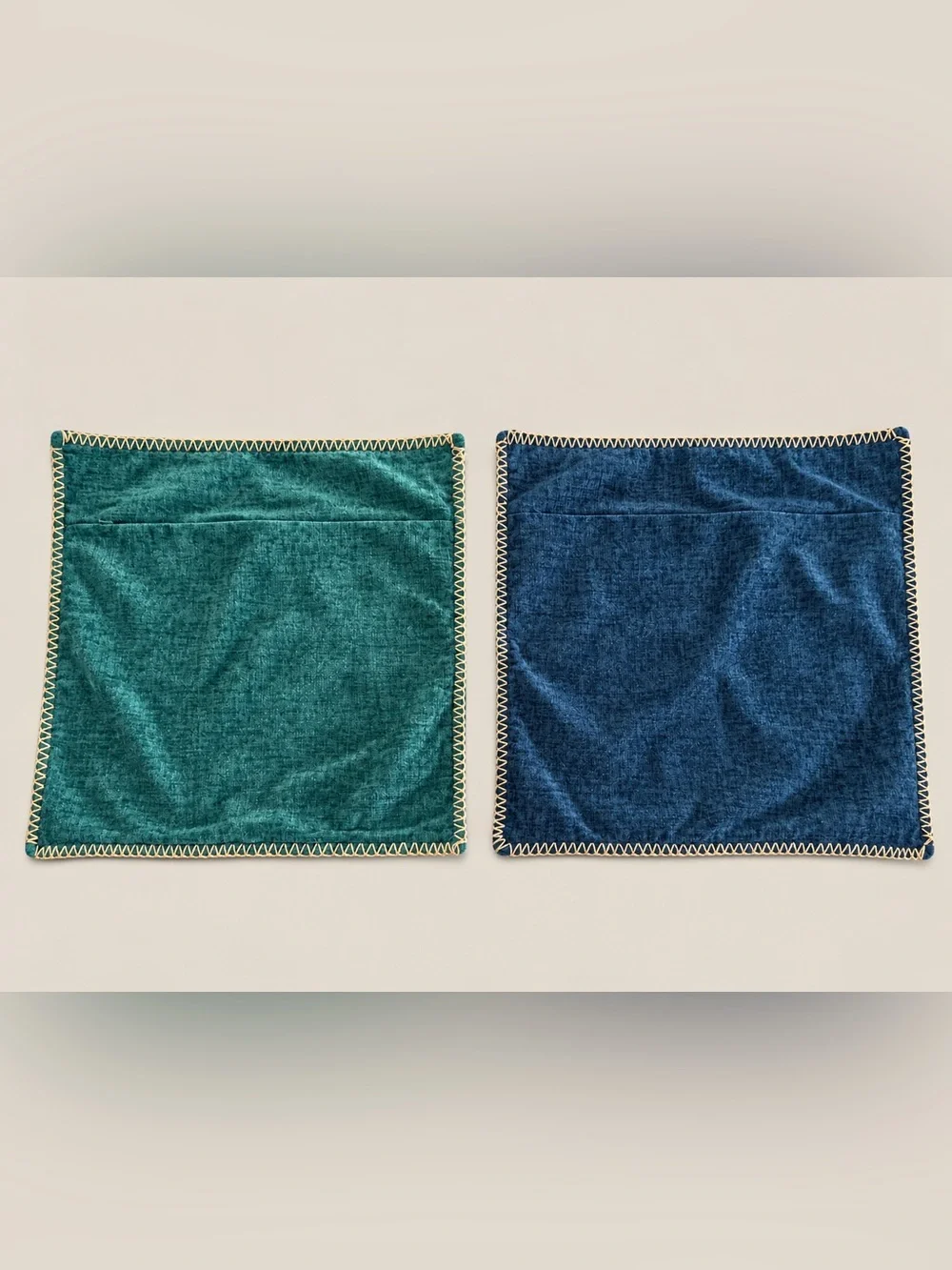 MIULEE Chenille Throw Pillow Covers Set of 4 Blue Teal 18x18 & 16x16
